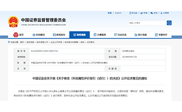 證監(jiān)會：科創(chuàng)板指標發(fā)明專利數(shù)量由“5項以上”調(diào)整為“7項以上”-浙江科林企業(yè)管理咨詢有限公司